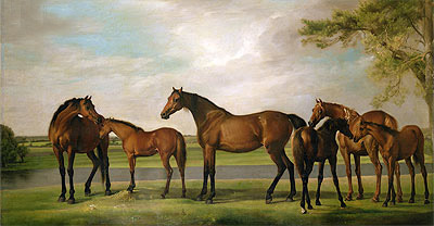 Mares and Foals Disturbed by an Approaching Storm, c.1764/66 | George Stubbs | Giclée Canvas Print