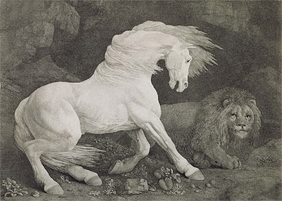 A Horse Affrighted by a Lion, 1788 | George Stubbs | Giclée Papier-Kunstdruck