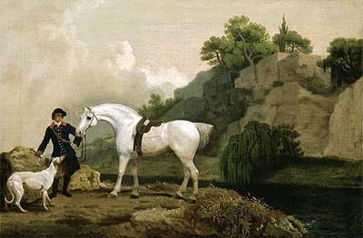 A Grey Hunter with a Groom and a Greyhound at Creswell Crags, c.1762/64 | George Stubbs | Giclée Canvas Print