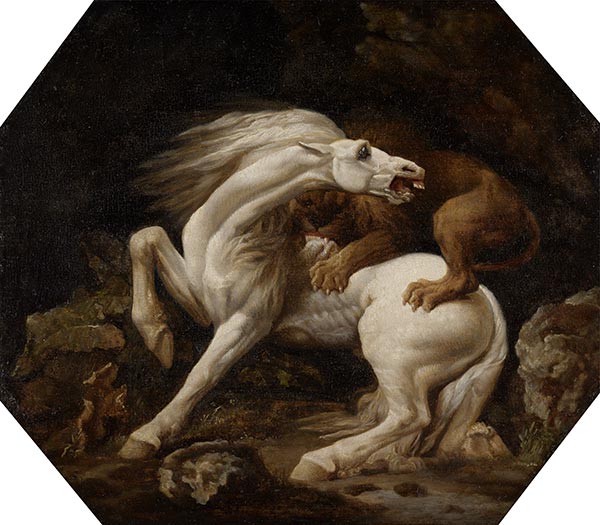 Pferd von einem Löwen angegriffen, c.1768/69 | George Stubbs