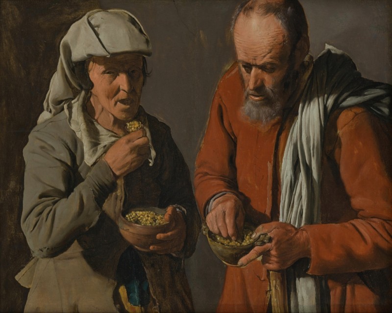 Erbsen essendes Bauernpaar, c.1622/25 | Georges de La Tour | Giclée Leinwand-Kunstdruck