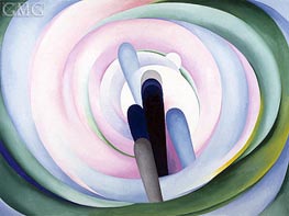 O'Keeffe | Grey Blue and Black - Pink Circle | Giclée Canvas Print