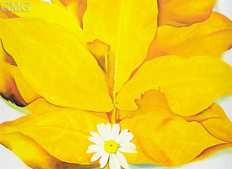 Yellow Hickory Leaves with Daisy, 1928 | O'Keeffe | Giclée Canvas Print