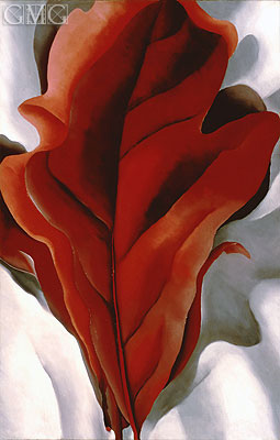 Large Dark Red Leaves on White, 1925 | O'Keeffe | Giclée Leinwand Kunstdruck