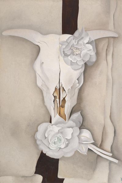 uhschädel mit Kattunrosen, 1931 | O'Keeffe | Giclée Leinwand Kunstdruck