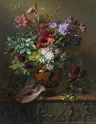 Stillleben mit Blumen in einer griechischen Vase: ..., 1817 von Georgius van Os | Leinwand-Kunstdruck