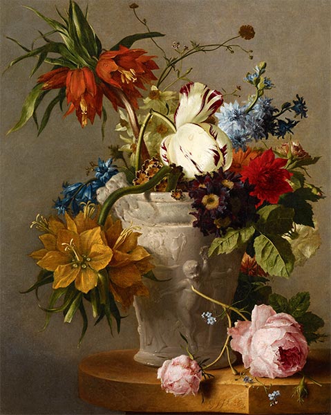 Ein Arrangement mit Blumen, n.d. von Georgius van Os | Leinwand-Kunstdruck