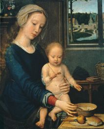 Madonna und Kind mit der Milchsuppe | Gerard David | Gemälde Reproduktion