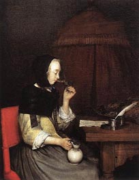 Woman Drinking Wine | Gerard ter Borch | Painting Reproduction