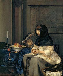 Woman Peeling Apples, 1660 by Gerard ter Borch | Canvas Print