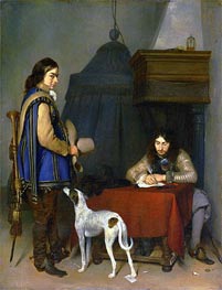 Officer Writing a Letter with a Trumpeter | Gerard ter Borch | Painting Reproduction