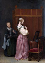 A Young Woman at Her Toilet with a Maid, c.1650/51 by Gerard ter Borch | Canvas Print