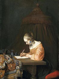 Woman Writing a Letter | Gerard ter Borch | Painting Reproduction