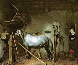 Gerard ter Borch | Horse Stable | Giclée Canvas Print