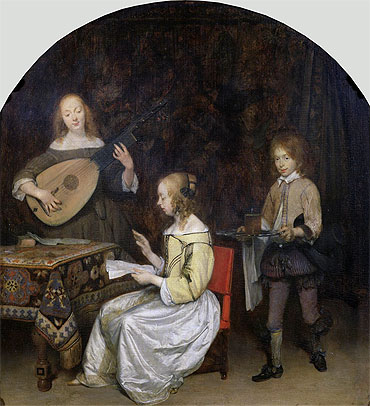 The Concert: Singer and Theorbo Player, c.1657 | Gerard ter Borch | Giclée Leinwand Kunstdruck