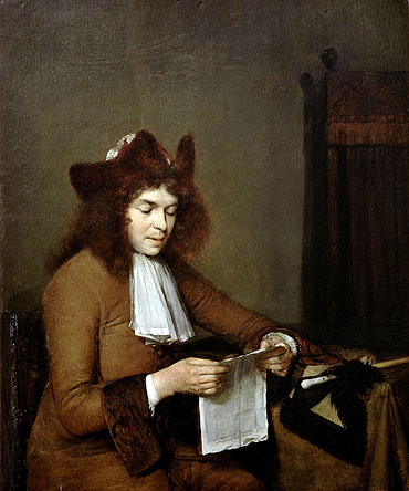 Young Man Reading a Letter, c.1680 | Gerard ter Borch | Giclée Canvas Print