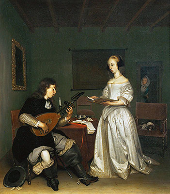 The Duet: Singer and Theorbo-Player, 1669 | Gerard ter Borch | Giclée Leinwand Kunstdruck