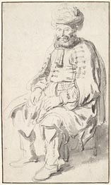 A Seated Man in Middle Eastern Costume, 1646 von Gerbrand van den Eeckhout | Papier-Kunstdruck