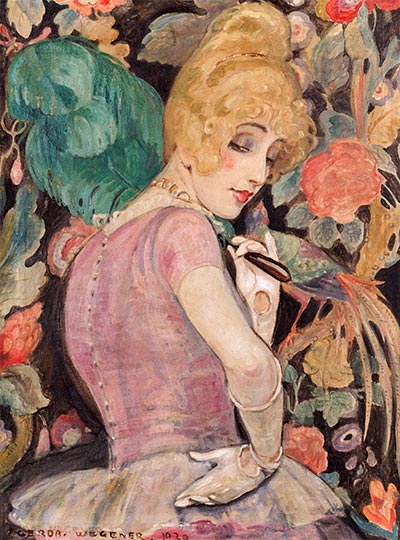 Lili mit einem Federfächer, 1920 | Gerda Wegener | Giclée Leinwand Kunstdruck