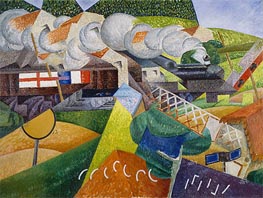 Red Cross Train Passing a Village | Gino Severini | Painting Reproduction
