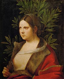 Bildnis einer jungen Frau (Laura), 1506 von Giorgione | Leinwand Kunstdruck