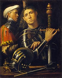 Gattamelata. Mann in Rüstung mit Knappen, c.1501/02 von Giorgione | Leinwand Kunstdruck