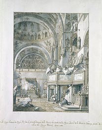The Choir Singing in St. Mark's Basilica, Venice, 1766 von Canaletto | Papier-Kunstdruck