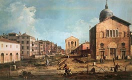 Campo San Giuseppe di Castello and the Chiesa San Niccolo di Castello | Canaletto | Painting Reproduction