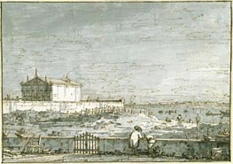 A Pavilion in a Walled Garden, the Lagoon Beyond | Canaletto | Painting Reproduction