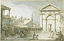 Canaletto | A Capriccio in the Courtyard of a Villa | Giclée Paper Print