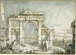 Canaletto | A Capriccio of a Ruined Arch on the Shores of a Lagoon | Giclée Paper Print