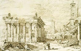 Rome: The Temple of Antoninus and Faustina | Canaletto | Painting Reproduction