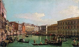 Der Canal Grande in Venedig mit Blick nach Süden auf die Rialto-Brücke, c.1730/40 von Canaletto | Leinwand Kunstdruck