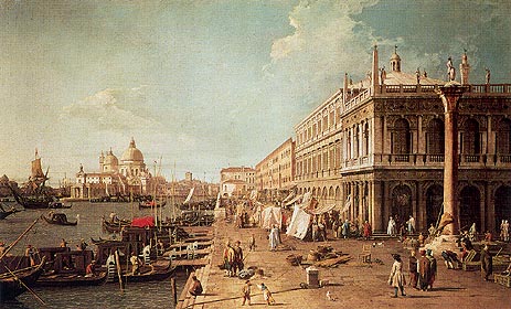 Molo with the Library, Looking Towards the Zecca, b.1740 | Canaletto | Giclée Canvas Print
