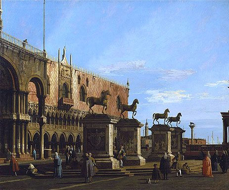 Venice: Caprice view of the Piazzetta with the Horses of St. Marco, c.1743 | Canaletto | Giclée Canvas Print