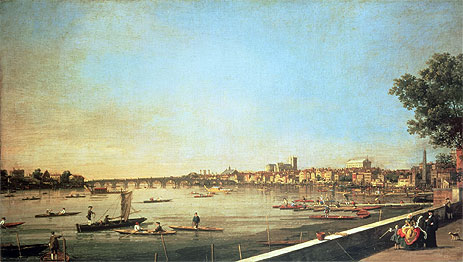 London, the Thames at Westminster and Whitehall from the Terrace of Somerset House, c.1750/51 | Canaletto | Giclée Canvas Print