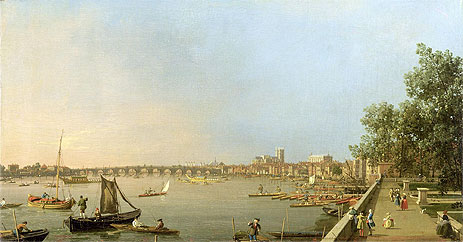 The Thames from the Terrace of Somerset House, looking upstream Towards Westminster and Whitehall, c.1750 | Canaletto | Giclée Canvas Print