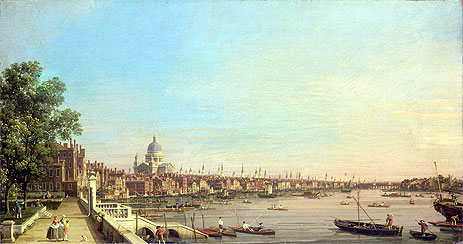 The Thames from the Terrace of Somerset House Looking Towards St. Paul's, c.1750 | Canaletto | Giclée Canvas Print