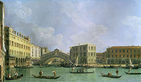 View of the Rialto Bridge, North, c.1734/35 | Canaletto | Giclée Leinwand Kunstdruck