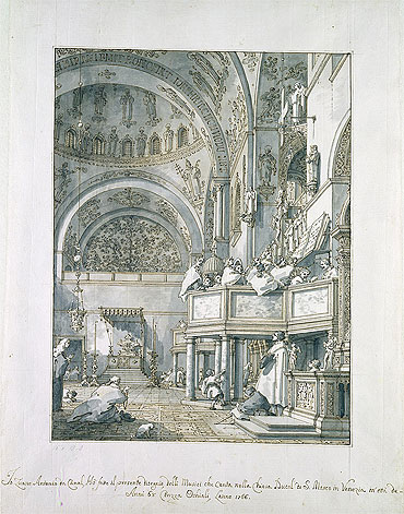 The Choir Singing in St. Mark's Basilica, Venice, 1766 | Canaletto | Giclée Papier-Kunstdruck