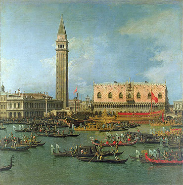View of the Palace of St Mark, Venice, with Preparations for the Doge's Wedding, n.d. | Canaletto | Giclée Leinwand Kunstdruck