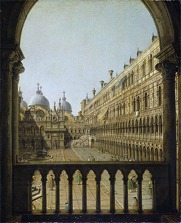 Interior Court of the Doge's Palace, Venice, c.1756 | Canaletto | Giclée Leinwand Kunstdruck