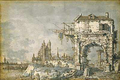 An Imaginary View with a Triumphal Arch, c.1755 | Canaletto | Giclée Papier-Kunstdruck