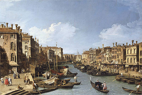 Der Grand Canal in der Nähe der Rialtobrücke, Venedig, c.1730 | Canaletto | Giclée Leinwand Kunstdruck