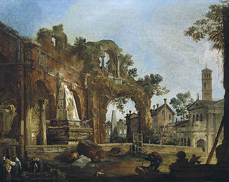 Rome: A Caprice View with Ruins Based on the Forum, c.1726 | Canaletto | Giclée Canvas Print