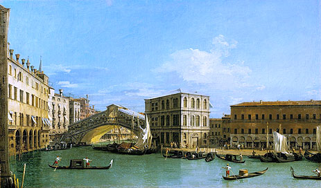 The Rialto Bridge from the North, c.1726/27 | Canaletto | Giclée Leinwand Kunstdruck