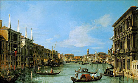 The Grand Canal Looking West from Palazzo Vendramin-Calergi towards San Geremia, c.1727/28 | Canaletto | Giclée Canvas Print