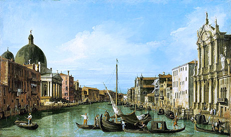 The Grand Canal Looking West with the Scalzi and San Simeon Piccolo, c.1726/27 | Canaletto | Giclée Canvas Print