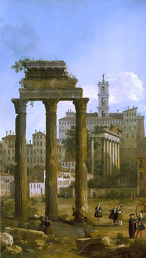 Rome: The Ruins of the Forum looking towards the Capitol, 1742 | Canaletto | Giclée Canvas Print