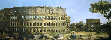 Rome: View of the Colosseum and the Arch of Constantine, 1743 | Canaletto | Giclée Canvas Print